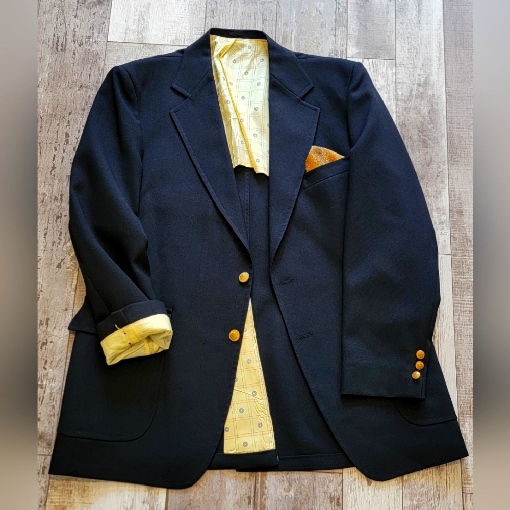 43L Men's Vintage Classic Collection Blazer Black/Gold Retro Sport Coat